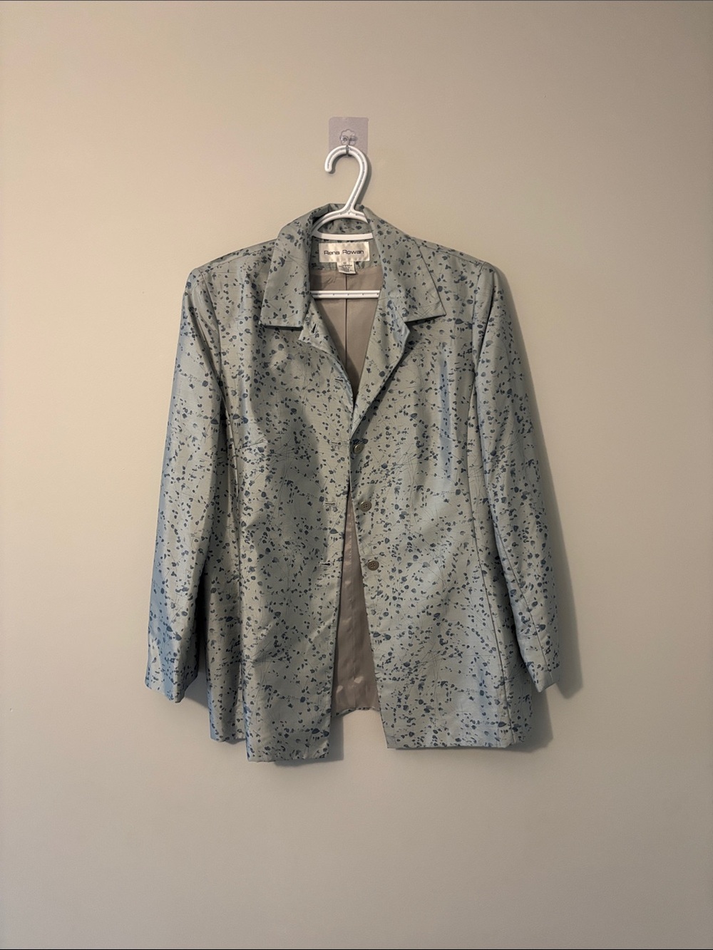 💯 SILK Rena Rowan Light Blue Speckled Button-Front Blazer
